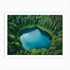 Blue Lake In The Forest Art Print