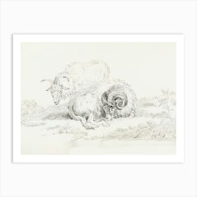 Lying Goat And A Standing Goat, Jean Bernard Art Print