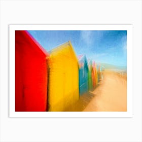 Colourful Beach Huts Art Print