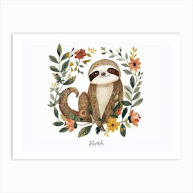 Little Floral Sloth 4 Poster Art Print