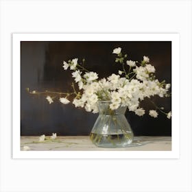 Moody White Flower Painting Art Print