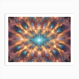 Abstract Image With Glowing Gold, Blue, And Brown Colors, Creating A Swirling, Star Like Pattern Art Print