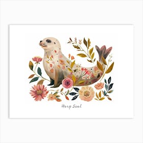 Little Floral Harp Seal 2 Poster Art Print