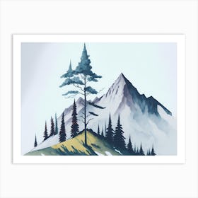 Mountain And Forest In Minimalist Watercolor Horizontal Composition 435 Art Print