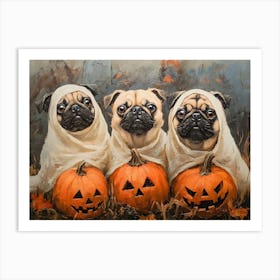 Halloween Pugs In Oil 21 Art Print