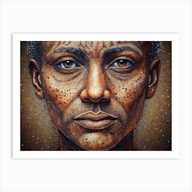 Portrait Of A Black Woman With A Dotted Texture Art Print