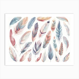 Watercolor Feathers 9 Art Print