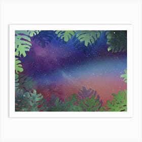 Tropical Space Neon Synthwave Jungle #5 Art Print