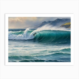 Surfer Riding A Wave Art Print