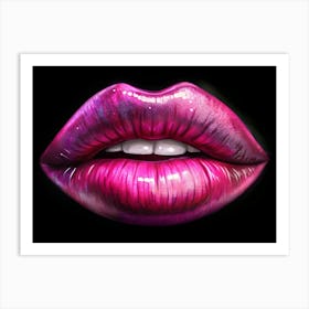 Close Up Of Sensual Pink Lips With A Galaxy Like Pattern Art Print