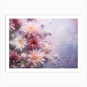 Pink Flowers On A Purple Background Art Print