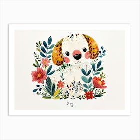 Little Floral Dog 2 Poster Art Print