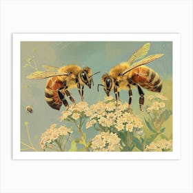 Floral Animal Illustration Honey Bee 2 Art Print