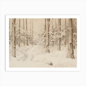 Neutral Winter Forest Sketch Art Print