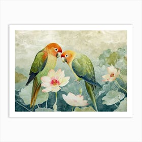 Floral Animal Illustration Parrot 3 Art Print