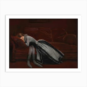 After the Misdeed, Woman Crying Into A Couch, Dark Moody Vintage Woman Portrait Art Print