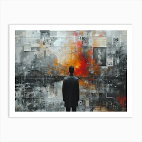 Temporal Resonances: A Conceptual Art Collection. Man In Black Art Print