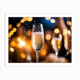 Champagne Glasses On A Table Art Print