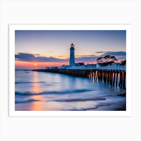 Sunset At The Lighthouse -Ai Art Print