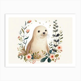 Little Floral Elephant Seal 4 Art Print