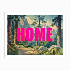 Pink And Gold Home Poster Retro Woods Illustration 2 Art Print