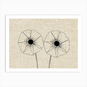 Linen Line Dots Anemones Art Print