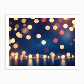 A Dark Blue Background With A Scattering Of Blurred, Golden And Red Lights, Resembling Bokeh, Creating A Festive And Celebratory Feel Art Print