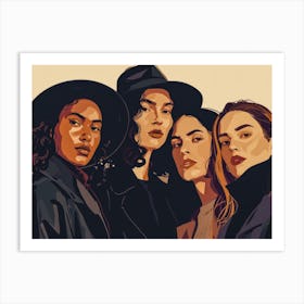 Four Women In Black Art Print