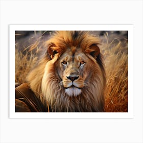 African Lion Close Up Realism 2 Art Print