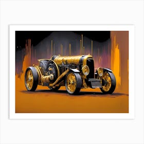 Gold Racing Car Art Print