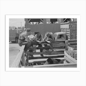 Farmers At Auction Looking At Livestock, Sikeston, Missouri By Russell Lee Art Print