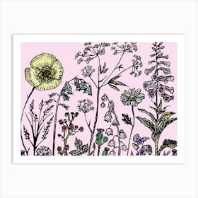 Pink Wildflowers Poster