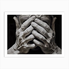 Man With His Hands Covering His Face Art Print