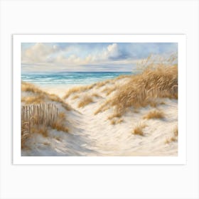 Beautiful Beach With Sand Dunes And Sea Oats Art Print