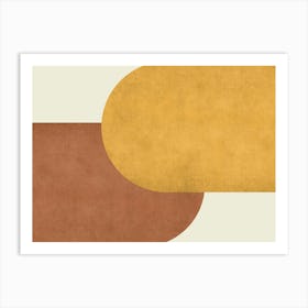 Halfmoon Colorblock - Mid-century Modern Abstract Minimalist Brown Gold Art Print