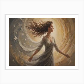 Woman In A White Dress Art Print