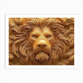 3d Peaceful Sleeping Lion 1 Art Print