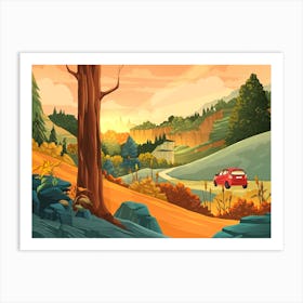 Car In The Forest Art Print