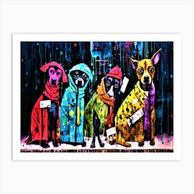 Dog Sweaters -Dogs In The Rain Art Print