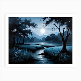 Moonlight In The Forest 2 Art Print