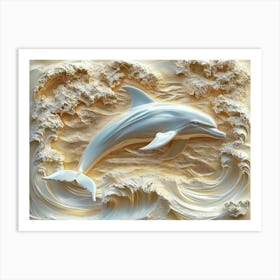 3d Dolphin Golden Art Art Print