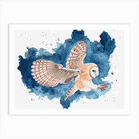 Flying Barn Owl  Art Print