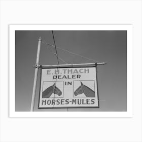 Sign Of Horse And Mule Dealer, Eudora, Arkansas By Russell Lee Art Print