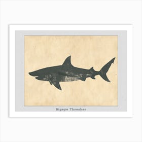 Bigeye Thresher Shark Grey Silhouette 2 Poster Art Print