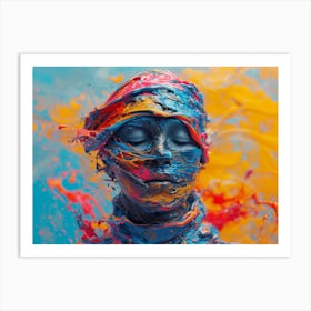 Psychedelic Portrait: Vibrant Expressions in Liquid Emulsion Abstract Painting 1 Art Print