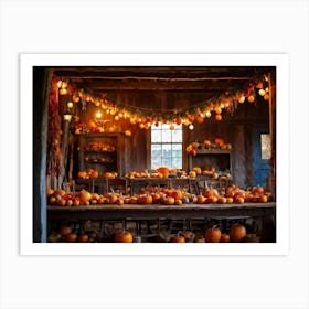 A Traditional Rural Barn Decked Out For An October Thanksgiving Festival Nostalgic Wooden Beams Glo (4) 1 Art Print