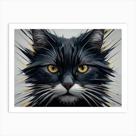 Black Cat With Yellow Eyes 1 Art Print