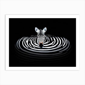 Zebra Positioned Off Center Stripes Forming An Intricate Optical Illusion Causing An Otherworldly Art Print