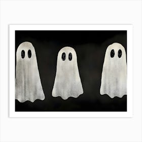 Ghosts On A Black Background Art Print