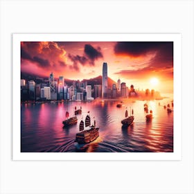 Sunset In Hong Kong 1 Art Print